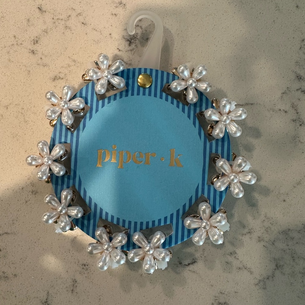 Piper K Pearl Flower Hair Clips- NEW